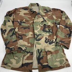 US Military Woodland Camo Combat Coat Jacket Medium Long Field Coat